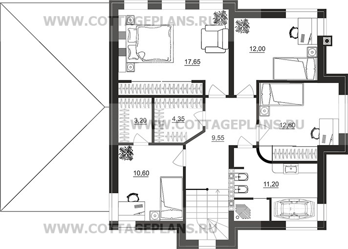 Поэтажные планы проект дома 104-61 общ. площадь 185,55 м2