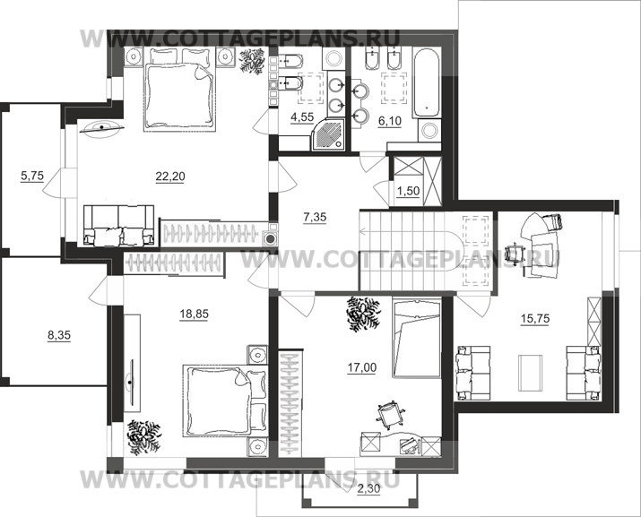 Поэтажные планы проект дома 20-11 общ. площадь 205,05 м2