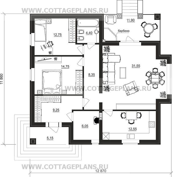 Поэтажные планы проект дома 90-45 общ. площадь 99,00 м2