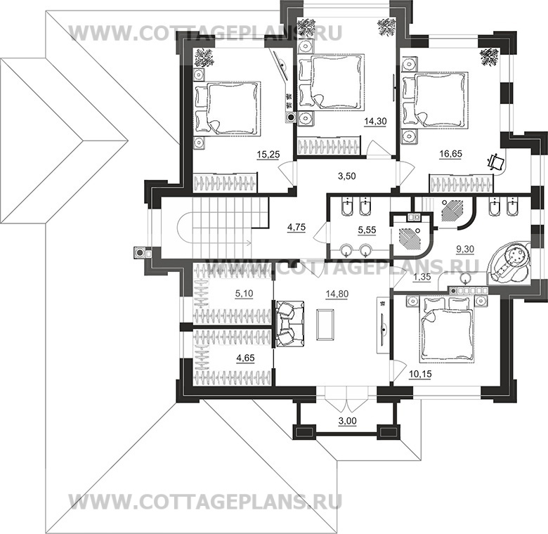 Поэтажные планы проект дома 202-07 общ. площадь 249,15 м2