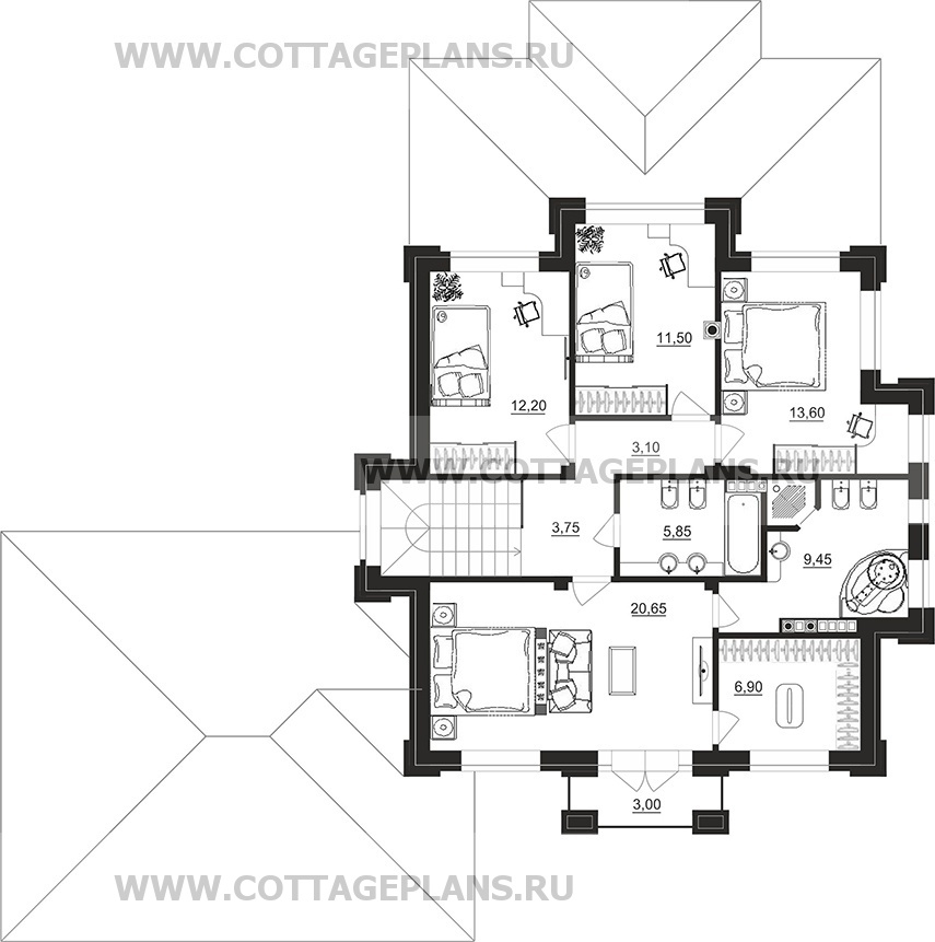 Поэтажные планы проект дома 101-93 общ. площадь 303,20 м2