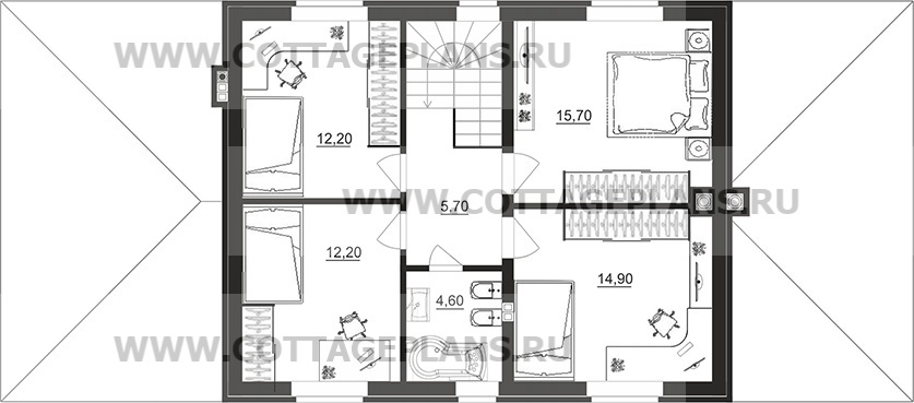 Поэтажные планы проект дома 92-44 общ. площадь 151,45 м2