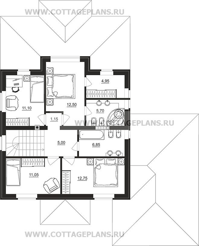 Поэтажные планы проект дома 92-72 общ. площадь 171,65 м2