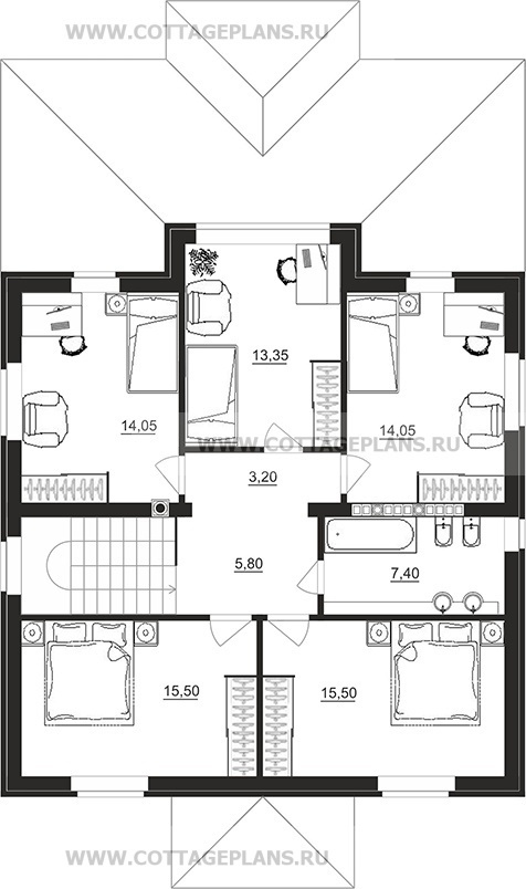 Поэтажные планы проект дома 93-57 общ. площадь 263,65 м2