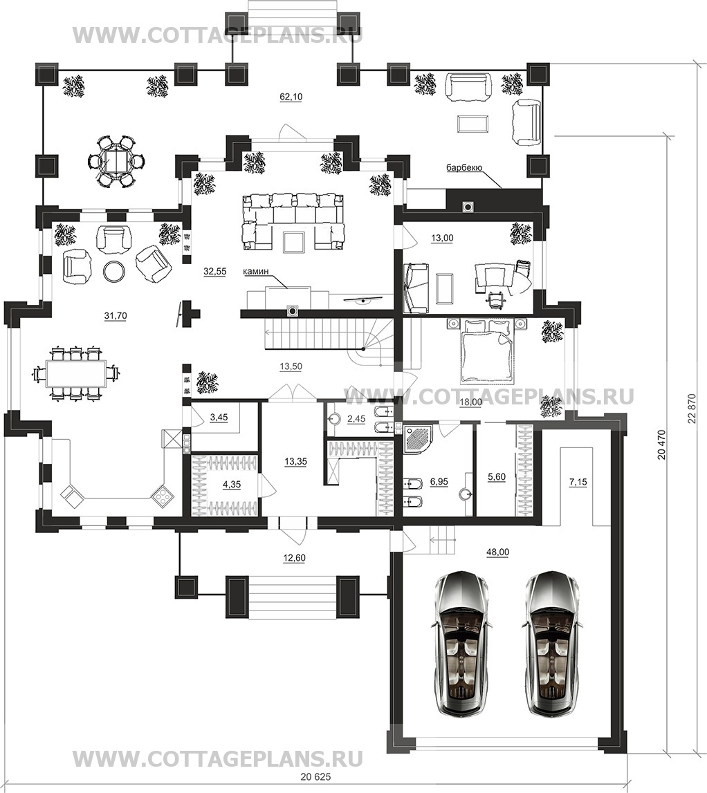 Поэтажные планы проект дома 203-22 общ. площадь 552,45 м2