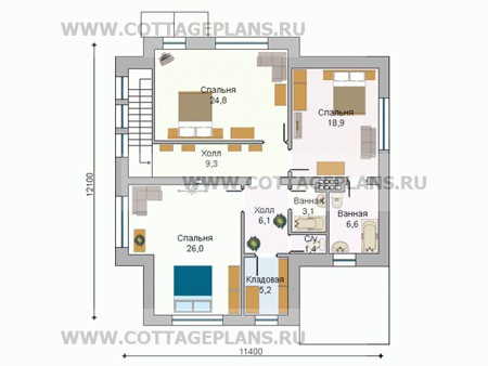 Поэтажные планы проект дома 58-12 общ. площадь 202,9 м2