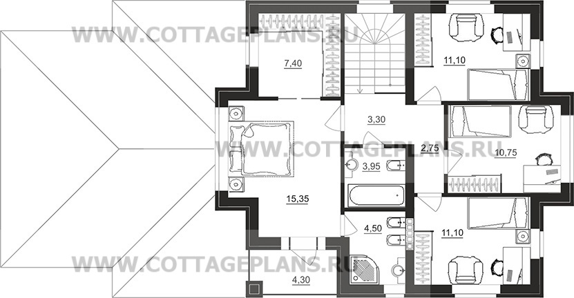 Поэтажные планы проект дома 75-06 общ. площадь 180,15 м2