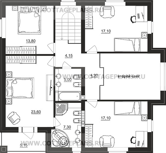Поэтажные планы проект дома 95-54 общ. площадь 183,60 м2