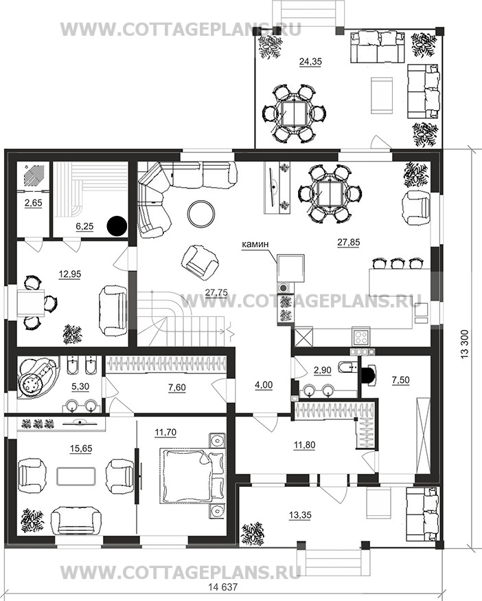 Поэтажные планы проект дома 74-50 общ. площадь 246,15 м2