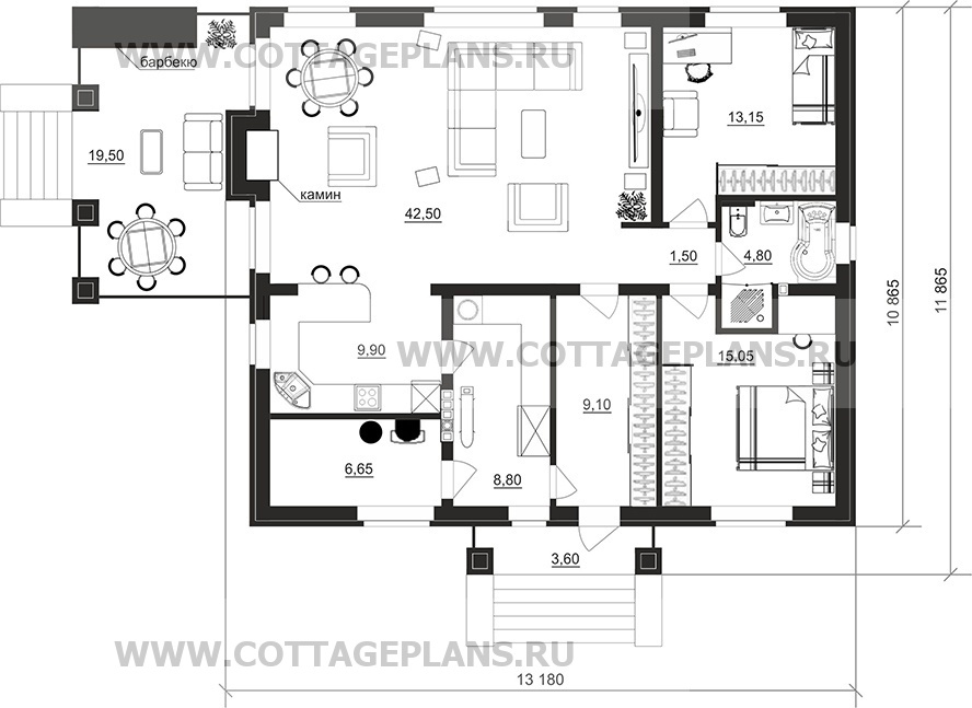 Поэтажные планы проект дома 700-61 общ. площадь 111,55м2