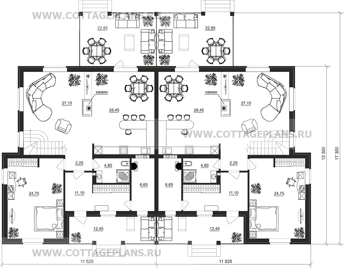 Поэтажные планы проект дома 26-31 общ. площадь 370,80 м2