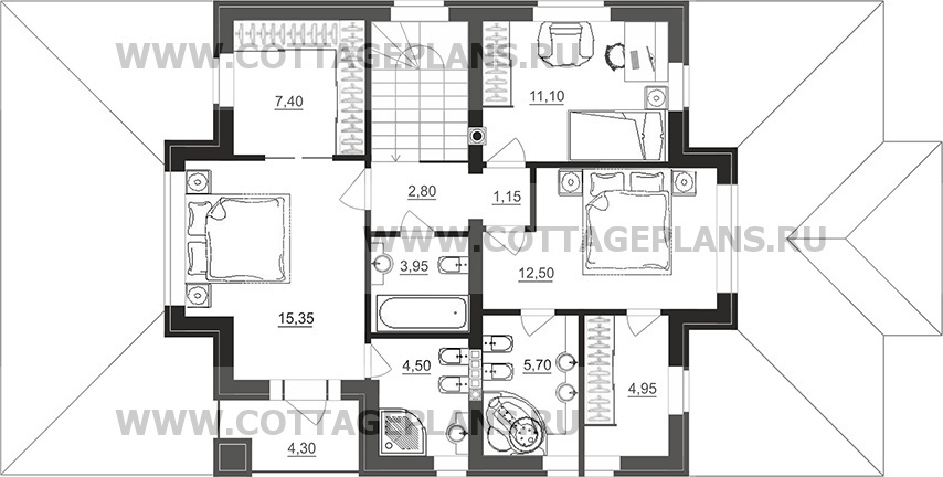 Поэтажные планы проект дома 92-83 общ. площадь 167,15 м2