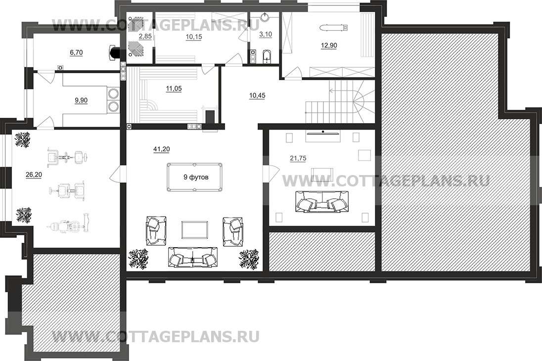 Поэтажные планы проект дома 203-58 общ. площадь 518 м2
