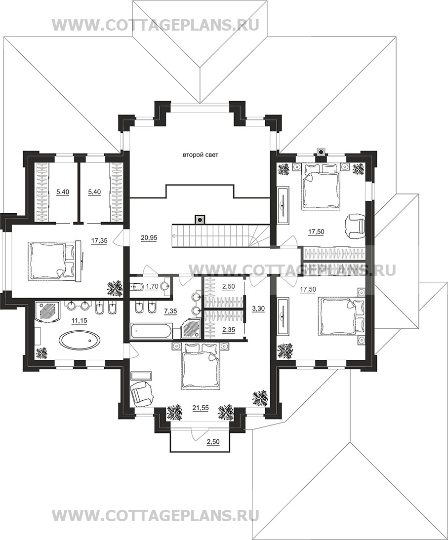 Поэтажные планы проект дома 101-29 общ. площадь 478,00 м2