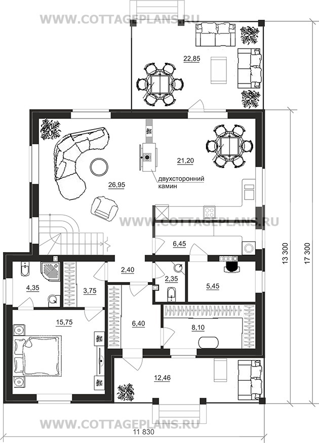 Поэтажные планы проект дома 88-13 общ. площадь 206,55 м2