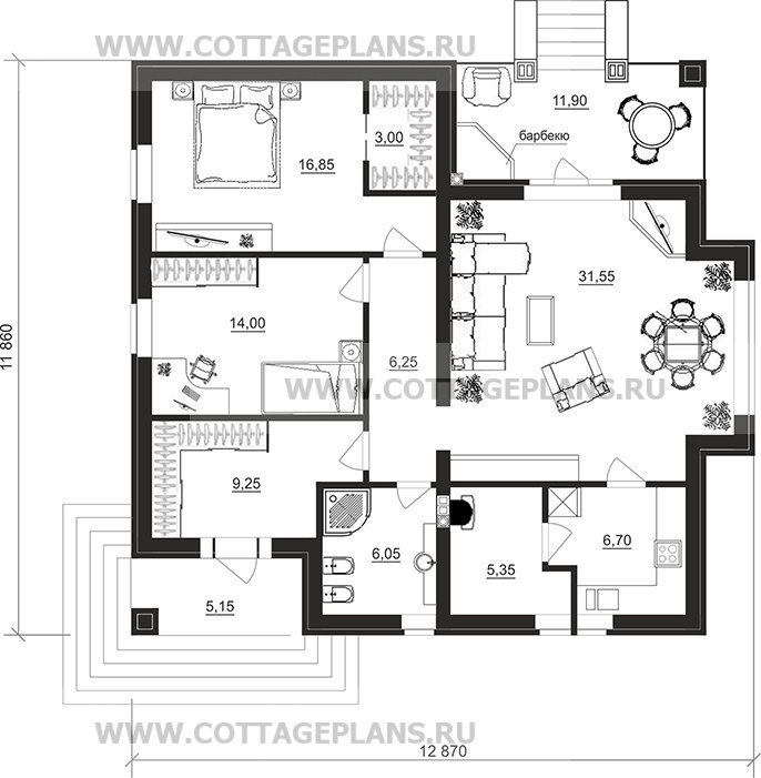 Поэтажные планы проект дома 07-45 общ. площадь 99,00 м2