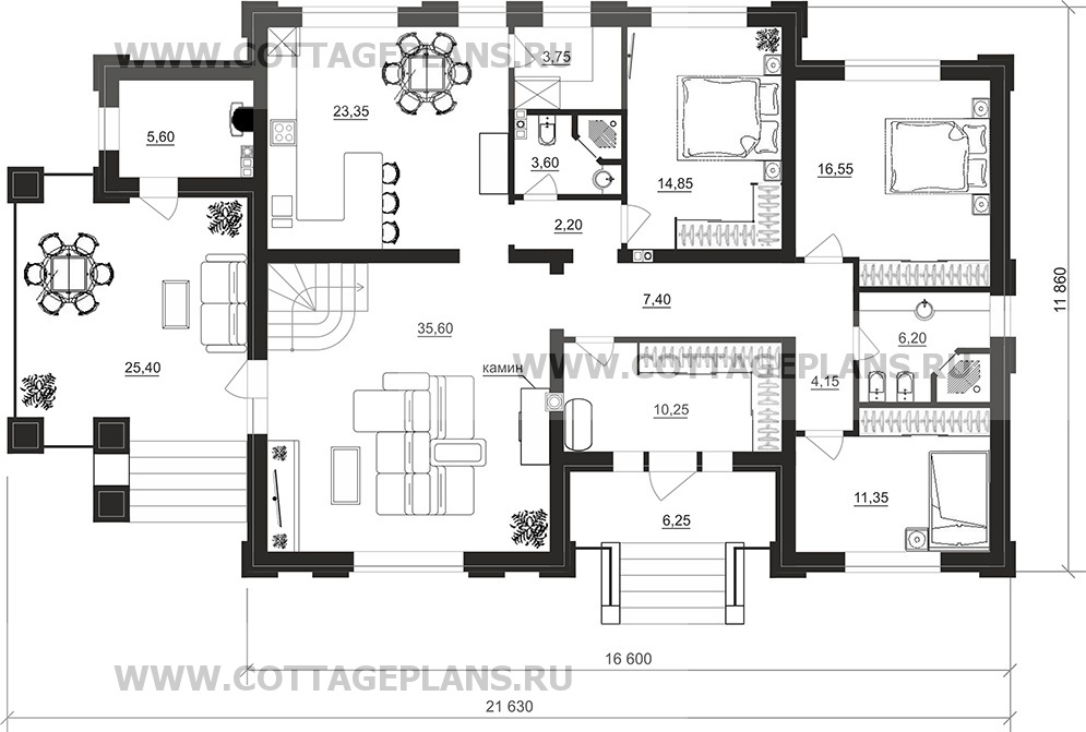 Поэтажные планы проект дома 204-92 общ. площадь 213,45 м2
