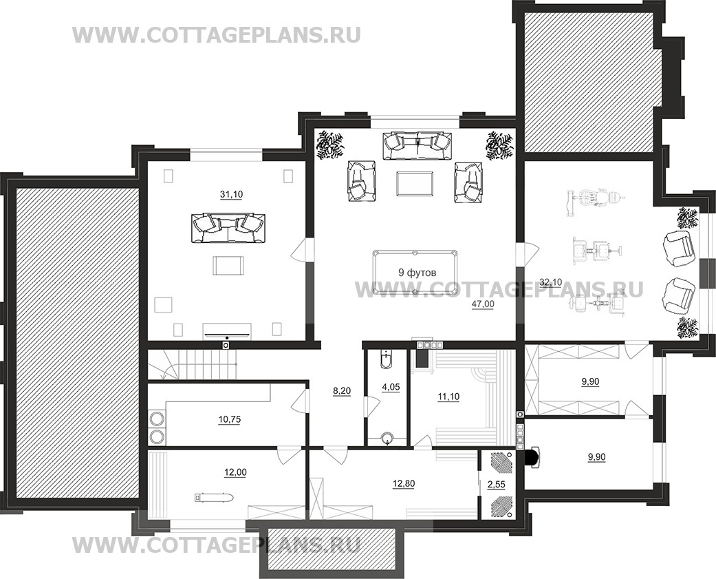 Поэтажные планы проект дома 103-86 общ. площадь 550,25 м2