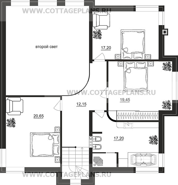 Поэтажные планы проект дома 204-54 общ. площадь 199,00 м2