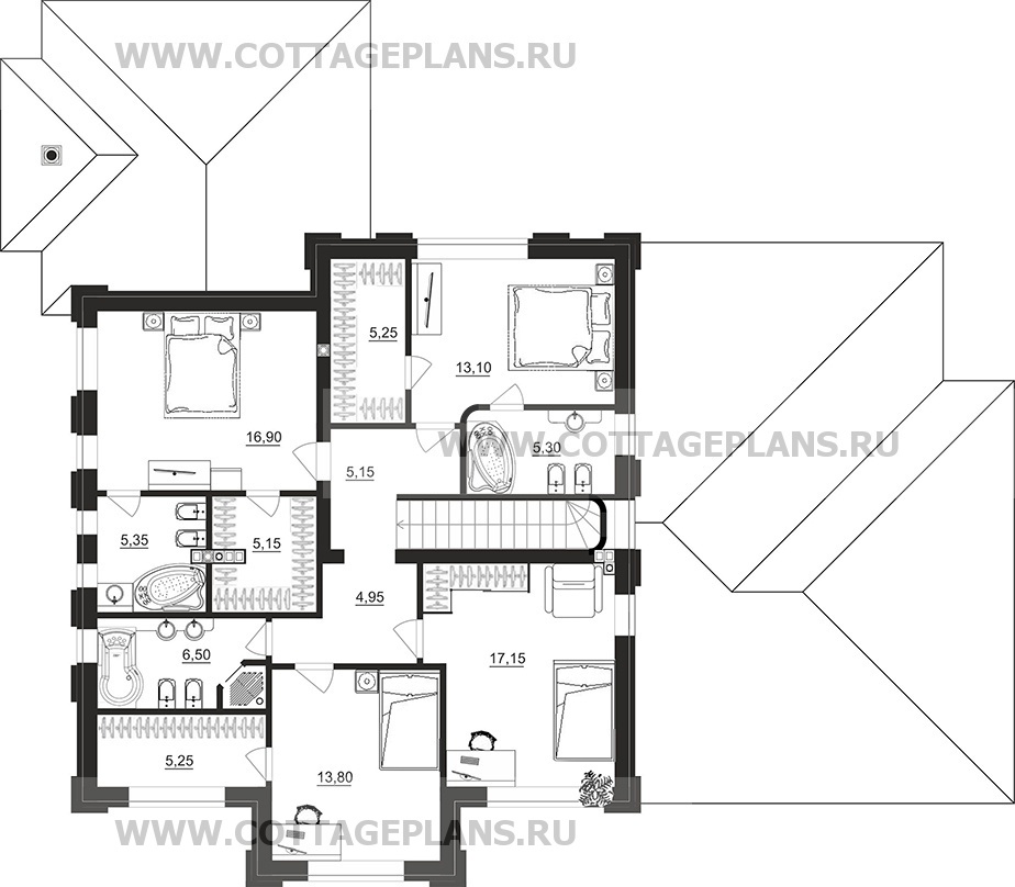Поэтажные планы проект дома 104-29 общ. площадь 266,40 м2