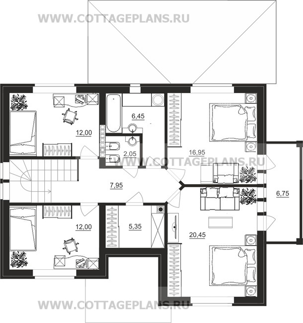 Поэтажные планы проект дома 89-33 общ. площадь 226,25 м2