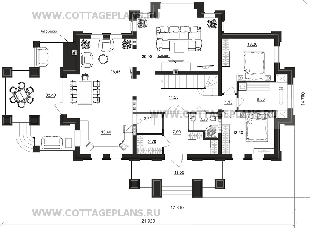 Поэтажные планы проект дома 101-32 общ. площадь 384,90 м2