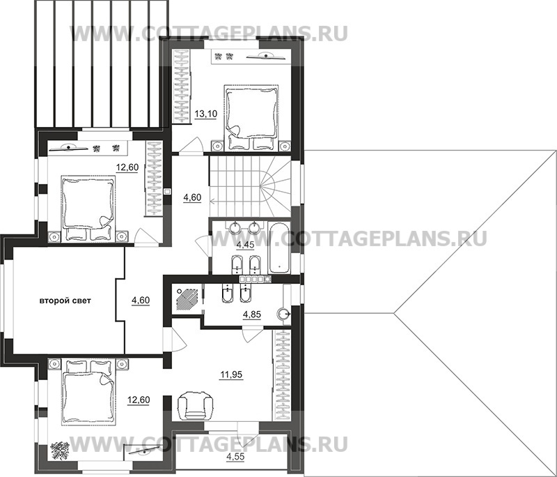 Поэтажные планы проект дома 77-64 общ. площадь 210,65 м2