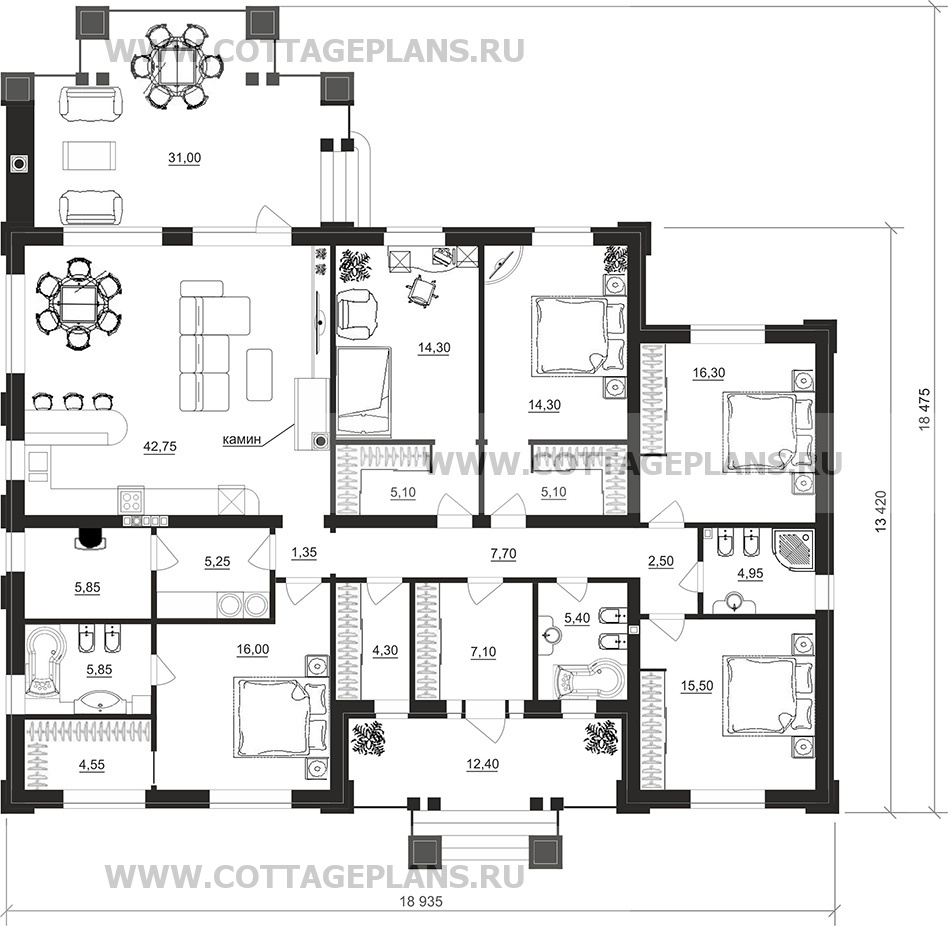 Поэтажные планы проект дома 702-46 общ. площадь 184,15 м2