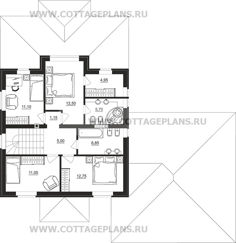 Поэтажные планы проект дома 29-75 общ. площадь 194,25 м2