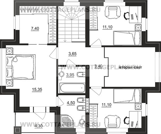 Поэтажные планы проект дома 95-57 общ. площадь 121,45 м2