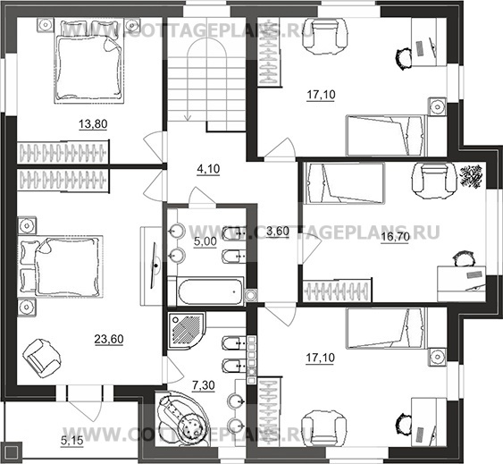 Поэтажные планы проект дома 76-05 общ. площадь 300,85 м2