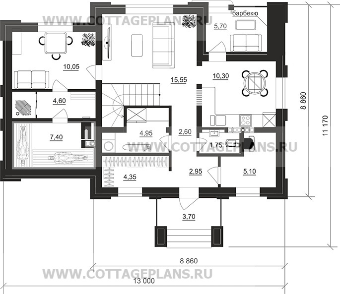 Поэтажные планы проект дома 208-11 общ. площадь 123,20м2