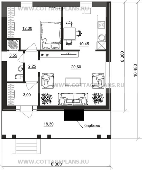 Поэтажные планы проект дома 90-56 общ. площадь 53,05 м2