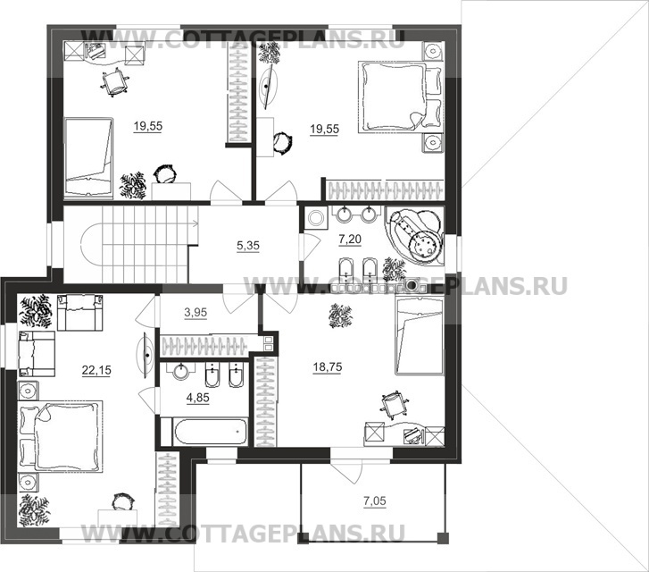 Поэтажные планы проект дома 88-77 общ. площадь 368,20 м2