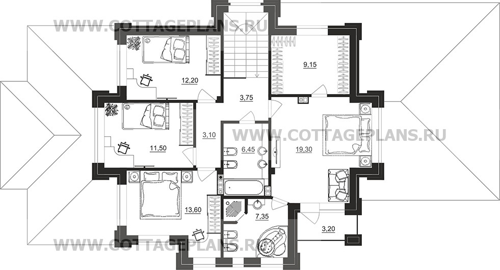 Поэтажные планы проект дома 100-87 общ. площадь 202,95 м2