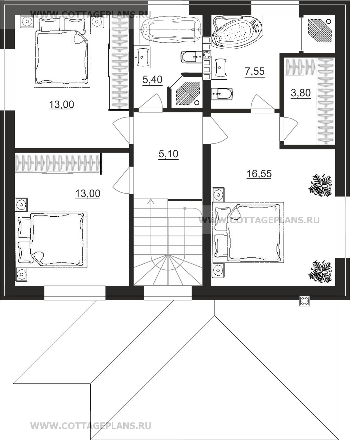 Поэтажные планы проект дома 204-98 общ. площадь 126,75 м2