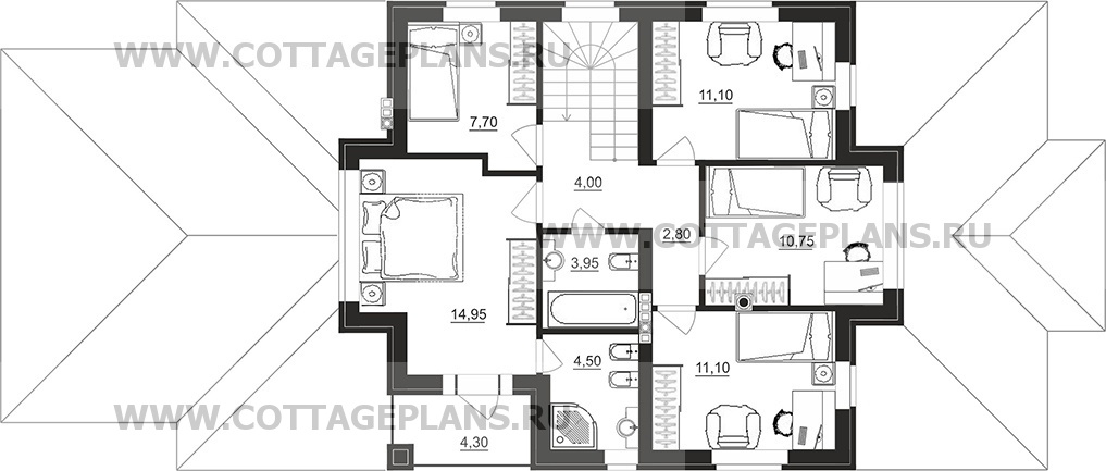 Поэтажные планы проект дома 94-92 общ. площадь 188,15 м2