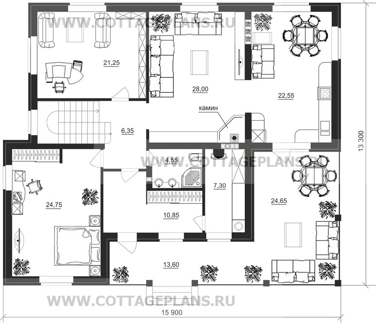 Поэтажные планы проект дома 15-27 общ. площадь 226,95 м2
