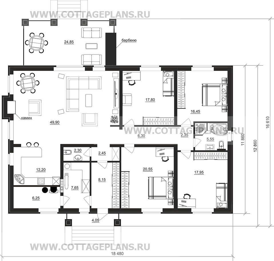 Поэтажные планы проект дома 702-35 общ. площадь 175,85 м2