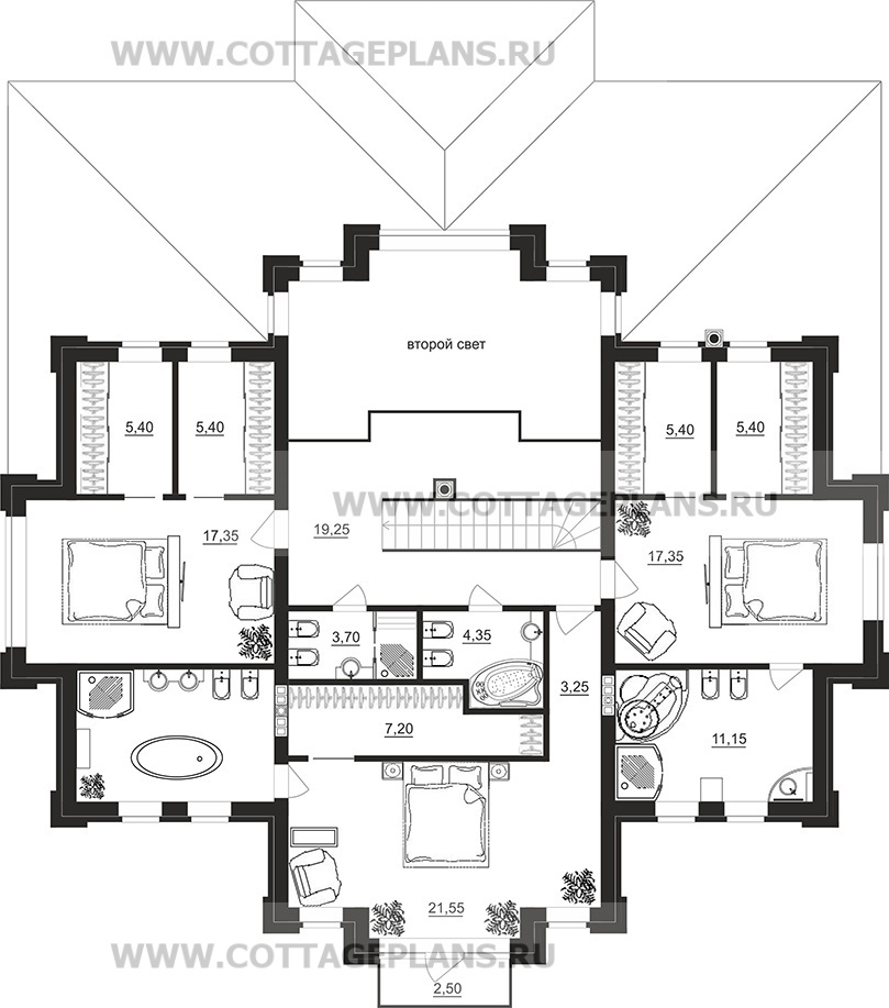 Поэтажные планы проект дома 100-21 общ. площадь 285,40 м2