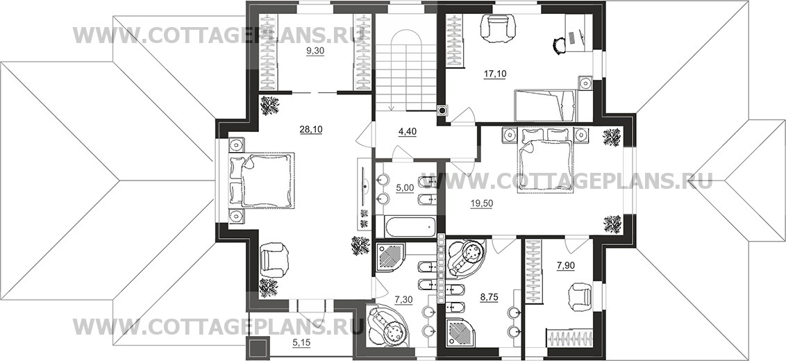 Поэтажные планы проект дома 101-66 общ. площадь 405,20 м2