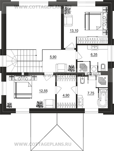 Поэтажные планы проект дома 106-32 общ. площадь 111,10 м2