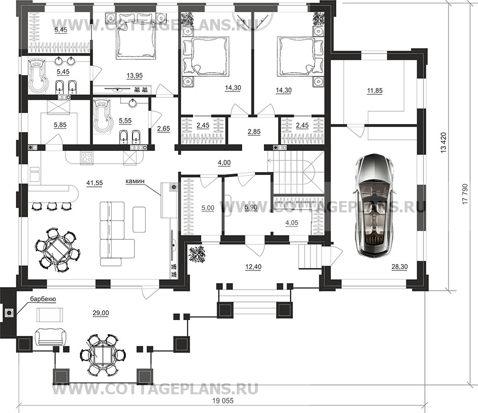 Поэтажные планы проект дома 91-87 общ. площадь 317,00 м2