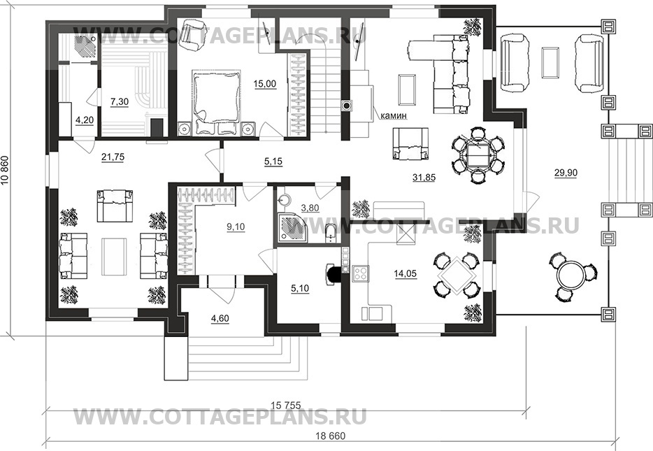 Поэтажные планы проект дома 29-94 общ. площадь 204,95 м2