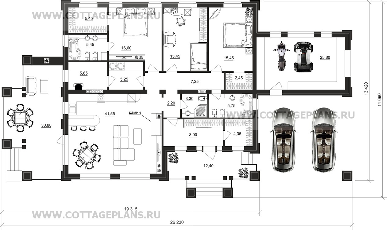 Поэтажные планы проект дома 07-69 общ. площадь 170,25 м2