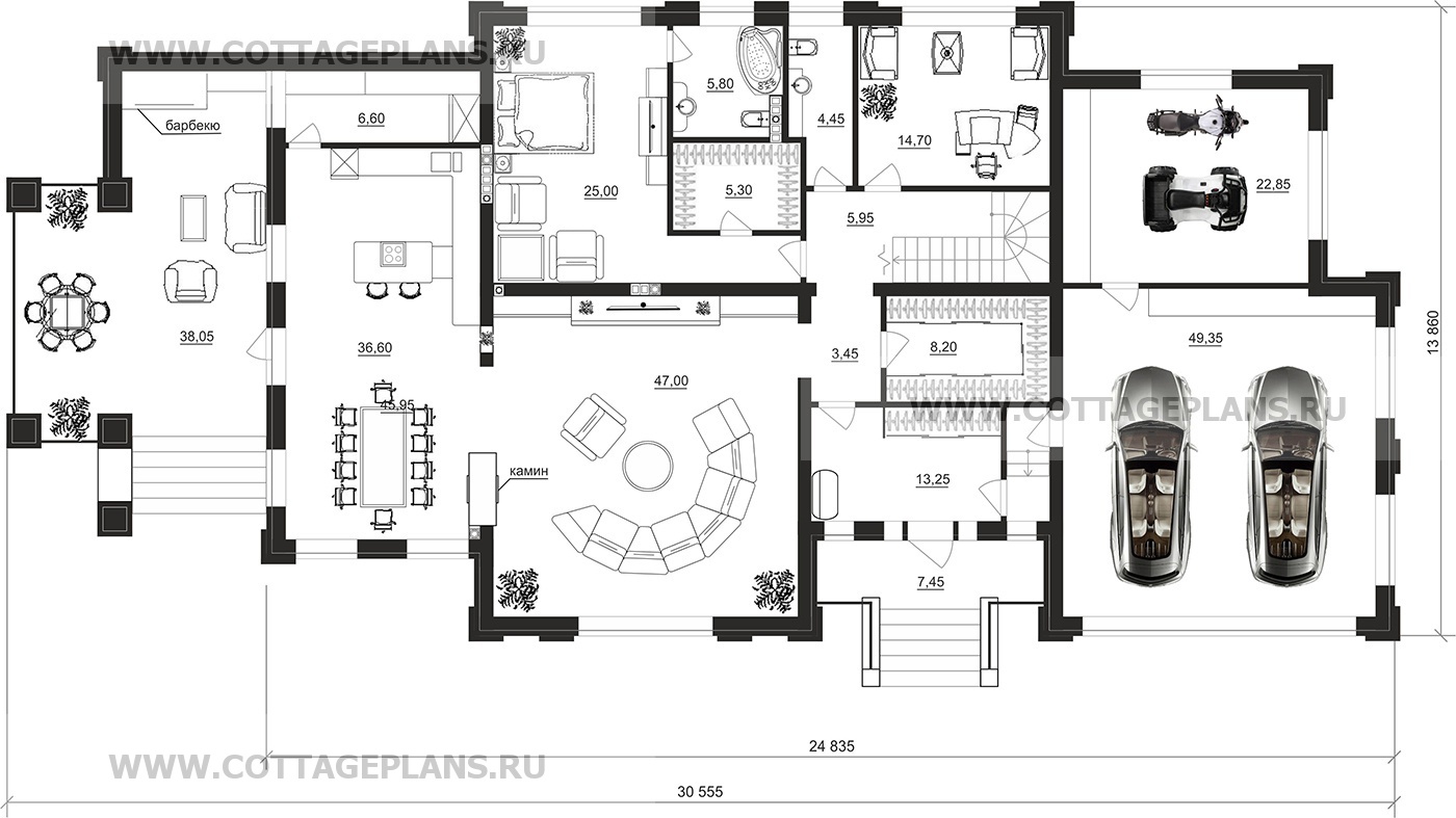 Поэтажные планы проект дома 205-46 общ. площадь 585,60 м2