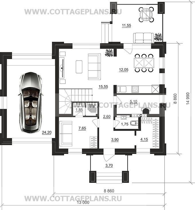 Поэтажные планы проект дома 206-58 общ. площадь 117,95м2