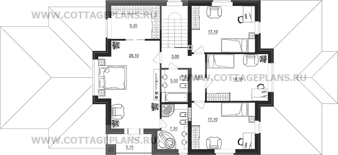 Поэтажные планы проект дома 29-92 общ. площадь 267,45 м2