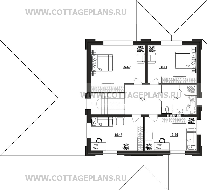Поэтажные планы проект дома 206-55 общ. площадь 232,55м2