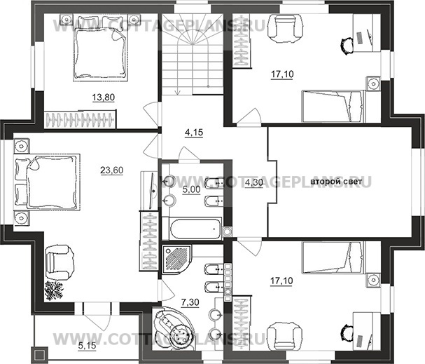 Поэтажные планы проект дома 75-59 общ. площадь 186,50 м2